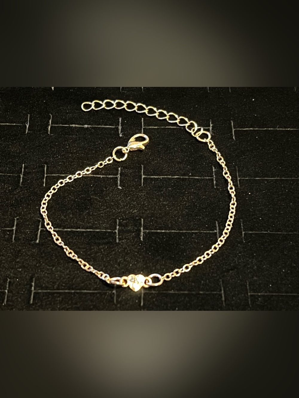 Delicate Gold toned Heart CZ Anklet Bracelet Adjustable